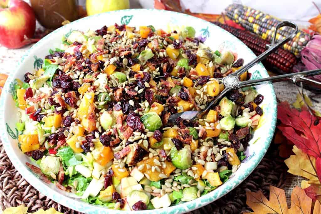 Chopped Fall Fruit & Vegetable Salad with Bacon and Cranberries - kudoskitchenbyrenee.com