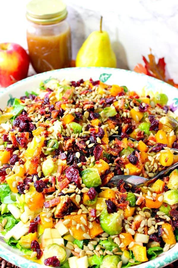 Fall Chopped Salad Recipe with Roasted Vegetables and Fall Fruit