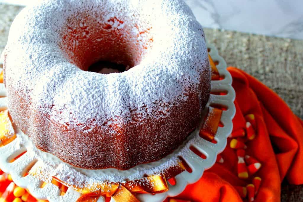 Candy Corn Colored Citrus Pound Cake with Confectioners Sugar Sprinkle | Kudos Kitchen by Renee