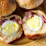 Hard Boiled Egg Stuffed Biscuits with Ham & Cheese