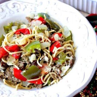 Christmas Pasta with Red & Green Bell Peppers - kudoskitchenbyrenee.com
