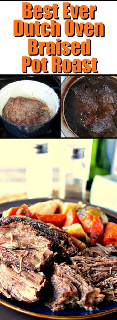 Long title collage images of Dutch Oven Braised Pot Roast