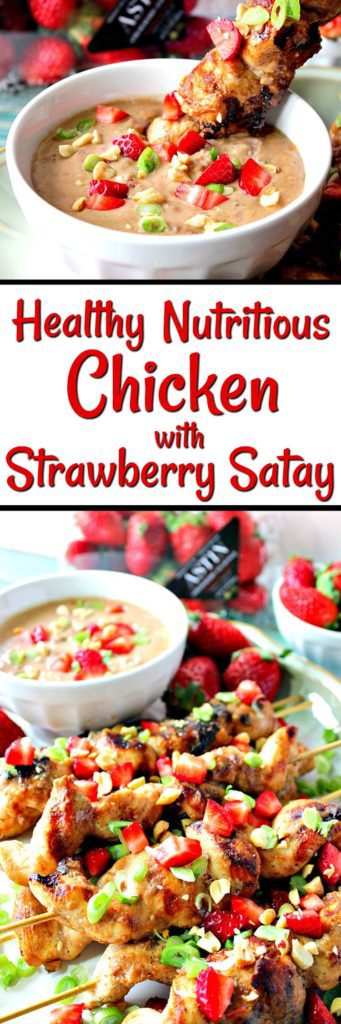 Healthy Nutritious Chicken with Strawberry Satay Sauce for #SundaySupper featuring #FLStrawberry | Kudos Kitchen by Renee