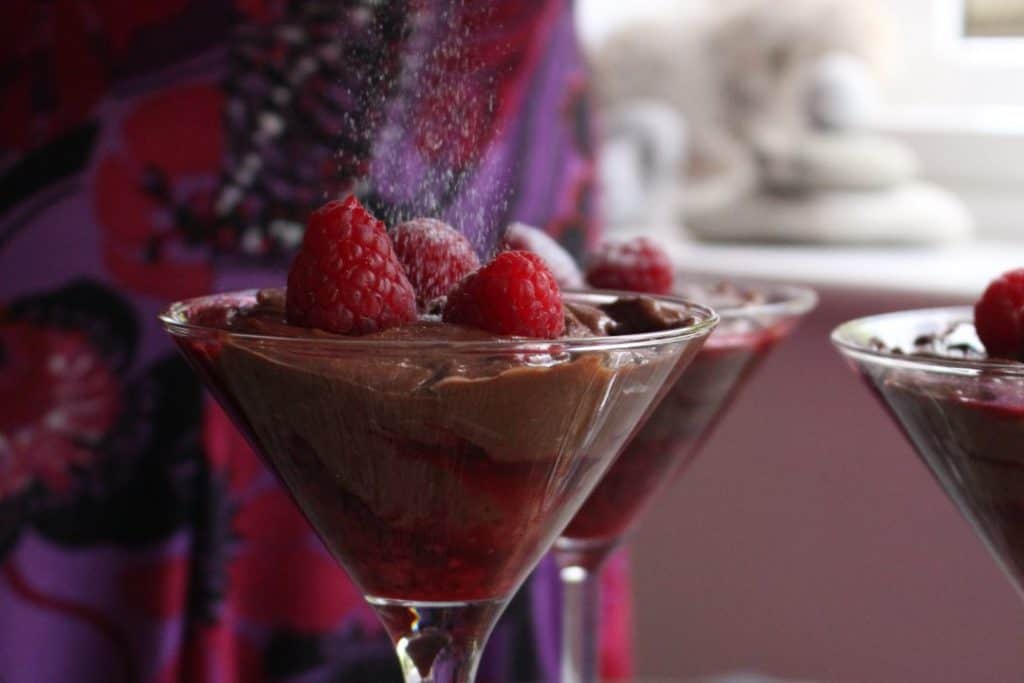 Chocolate pudding with raspberries for chocolate dessert recipes roundup