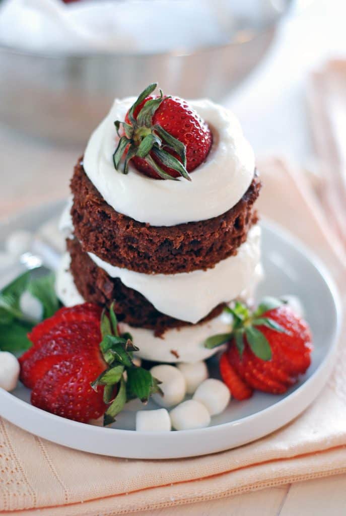 A small chocolate dessert with a strawberry for romantic chocolate dessert recipes collection