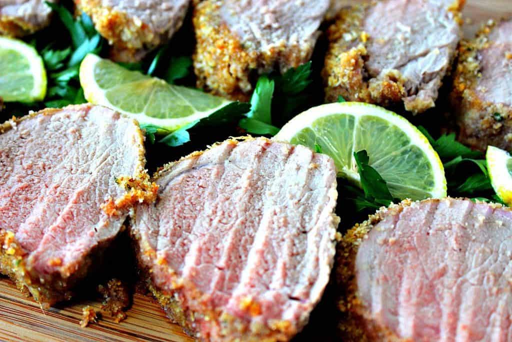 Honey Dijon Pork Tenderloin with Breadcrumbs & Lemon - www.kudoskitchenbyrenee.com