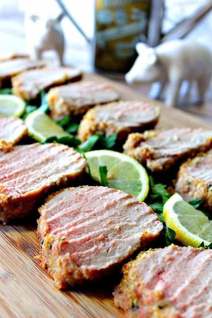 Honey Dijon Pork Tenderloin with Breadcrumbs & Lemon - www.kudoskitchenbyrenee.com