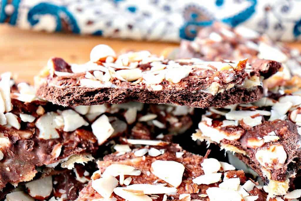 Double Chocolate Graham Cracker Toffee With Almonds - www.kudoskitchenbyrenee.com