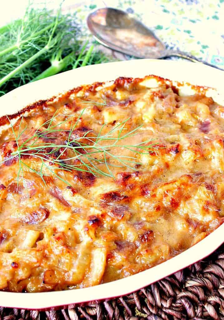 Deliciously Cheesy Baked Fennel Onion Gratin - www.kudoskitchenbyrenee.com