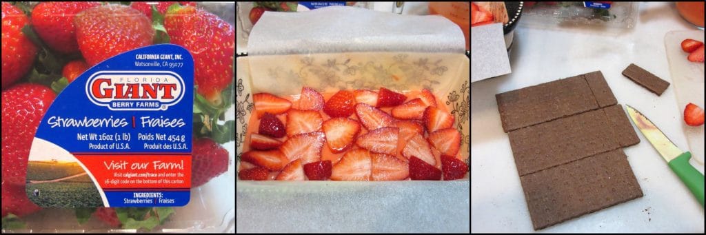 How to make easy No Bake Layered Chocolate Strawberry Pudding Cake with chocolate graham crackers, fresh strawberries, pudding, and topped with chocolate ganache. - www.kudoskitchenbyrenee.com