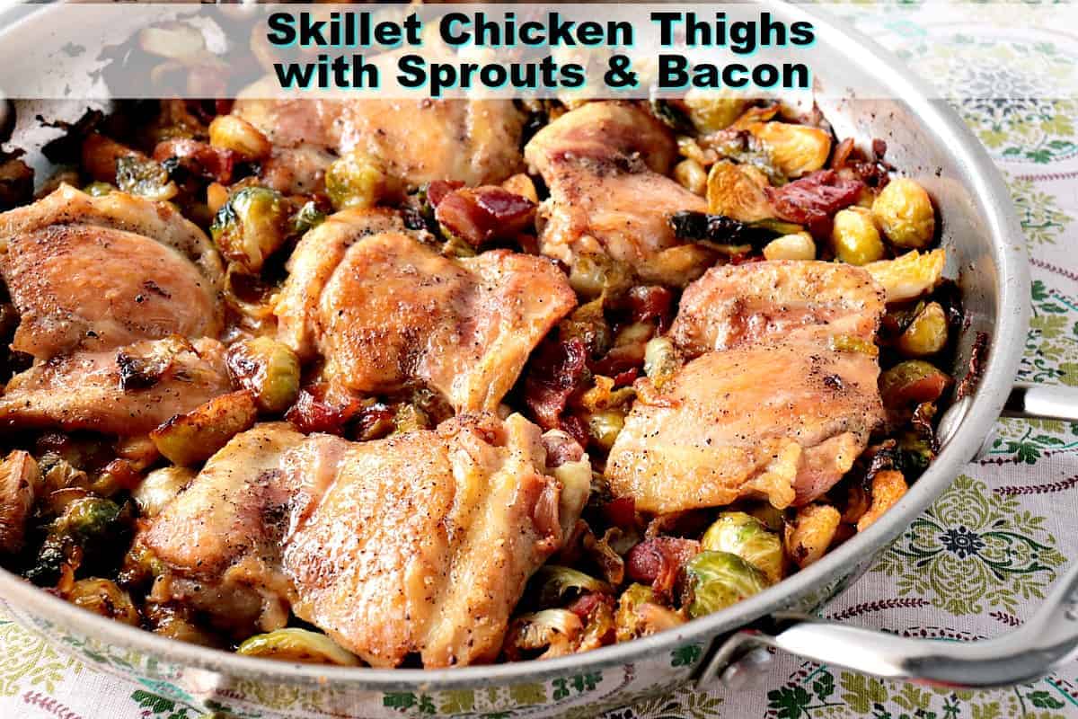 Skillet Chicken Thighs with Brussels Sprouts and Bacon-image