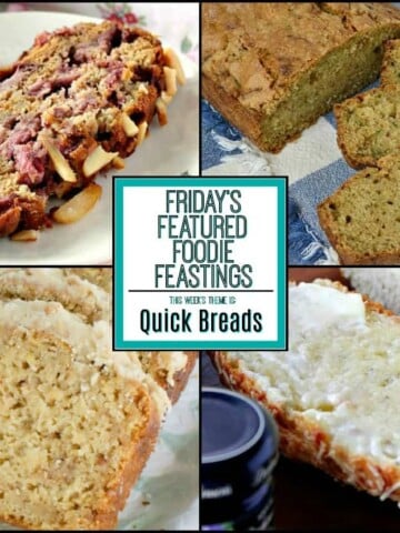 From sweet to savory, this Quick Bread Recipe Roundup for Friday's Featured Foodie Feastings has something for everyone. - www.kudoskitchenbyrenee.com