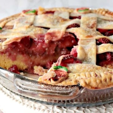 Surprise Strawberry Orange Pie Cake with Lattice Pie Crust Topping