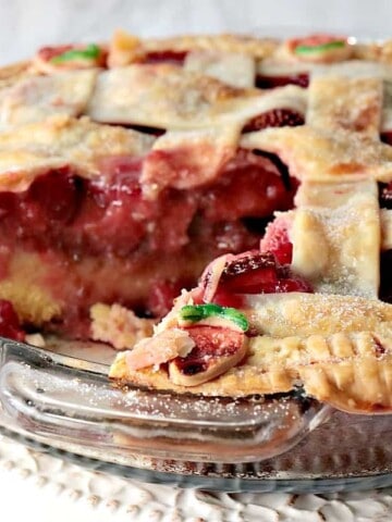 Surprise Strawberry Orange Pie Cake with Lattice Pie Crust Topping