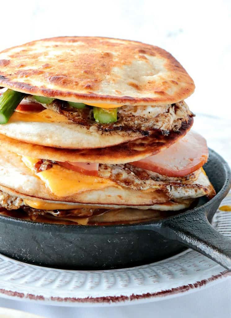 Canadian Bacon, Egg & Asparagus Breakfast Quesadillas - kudoskitchenbyrenee.com