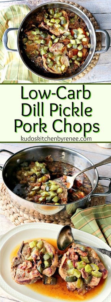 Dill Pickle Pork Chops with Bacon & Onion Low Carb Recipe - kudoskitchenbyrenee.com