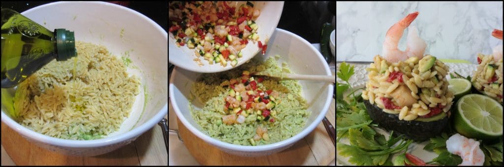 Elegant Orzo, Shrimp & Vegetable Salad Stuffed Avocados. - www.kudoskitchenbyrenee.com