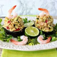Elegant Orzo, Shrimp & Vegetable Salad Stuffed Avocados #SundaySupper
