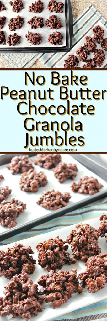 A Pinterest collage with two images for Peanut butter and chocolate granola jumbles.