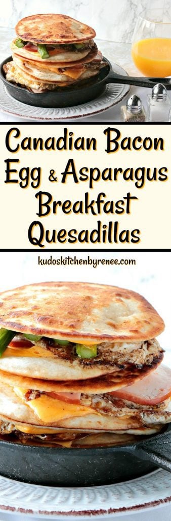Canadian Bacon, Egg & Asparagus Breakfast Quesadillas - kudoskitchenbyrenee.com