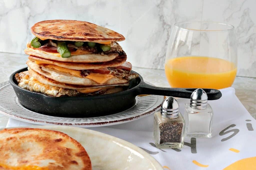 Canadian Bacon, Egg & Asparagus Breakfast Quesadillas - kudoskitchenbyrenee.com