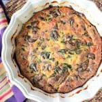 Creamed Spinach Casserole with roasted red pepper and heavy cream. - www.kudoskitchenbyreneecom