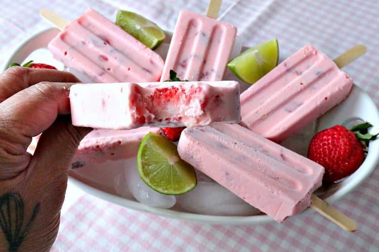 low-carb frozen strawberry whipped cream popsicles