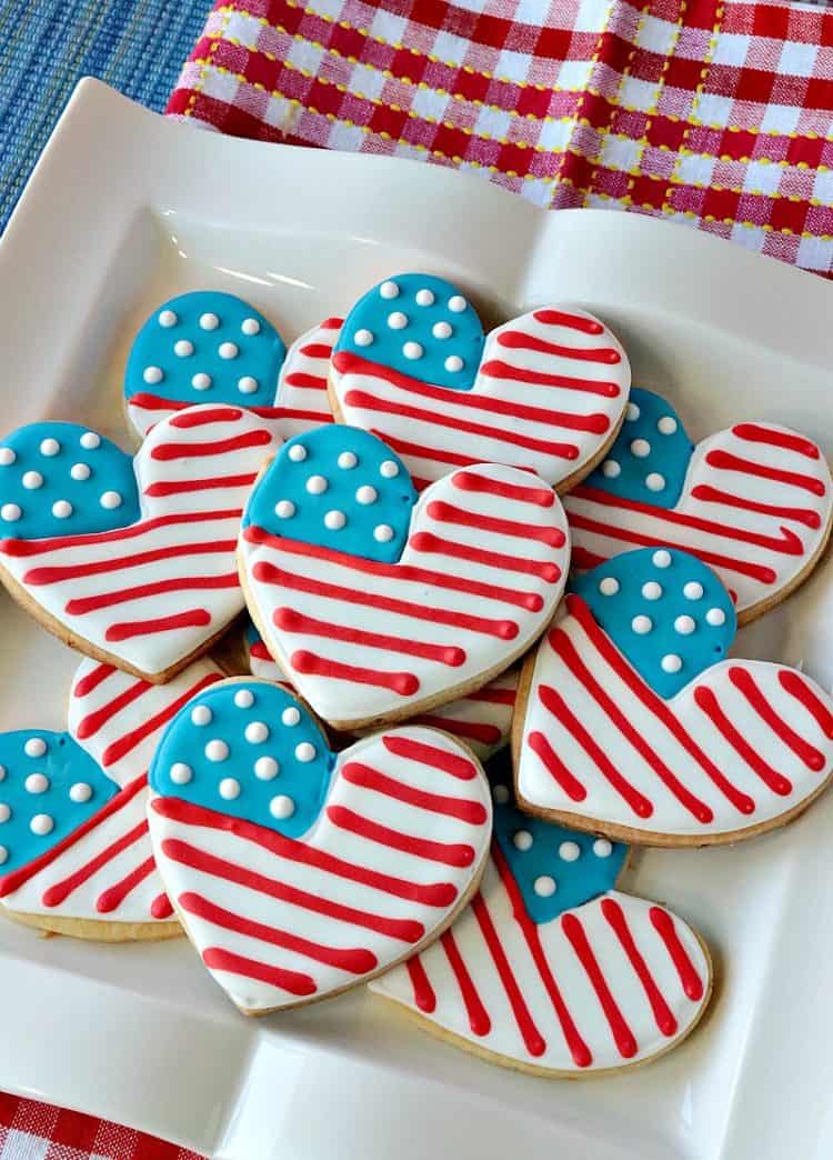 How to Make American Flag Heart Decorated Sugar Cookies