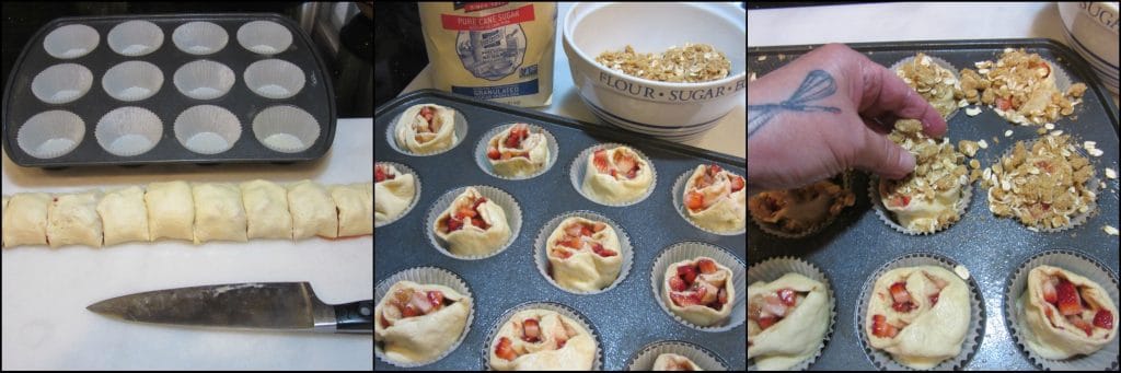 How to make Streusel Strawberry Crescent Muffins photo tutorial. 