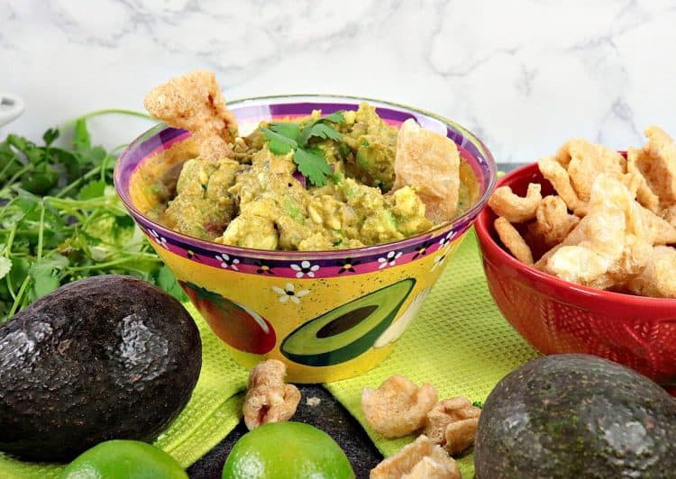 addicting keto guacamole with pork rind dippers