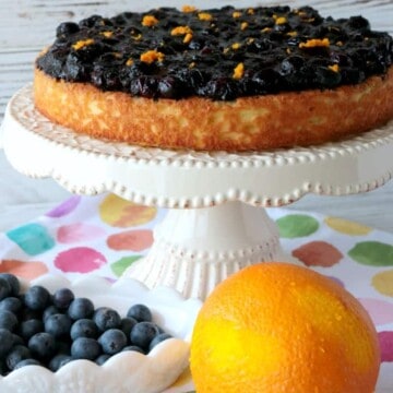 Golden Almond Cake with Fresh Blueberry Orange Compote is keto friendly, gluten-free and low carb. It's simply delicious! - kudoskitchenbyrenee.com