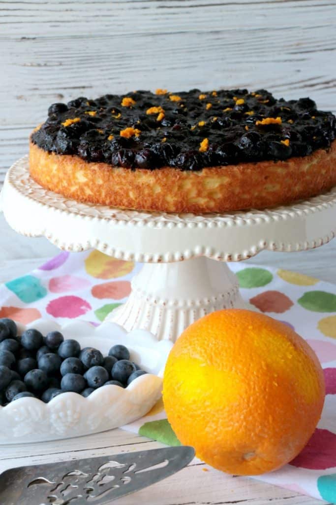 Golden Almond Cake with Fresh Blueberry Orange Compote is keto friendly, gluten-free and low carb. It's simply delicious! - kudoskitchenbyrenee.com