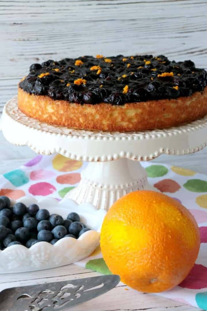 Golden Almond Cake with Fresh Blueberry Orange Compote