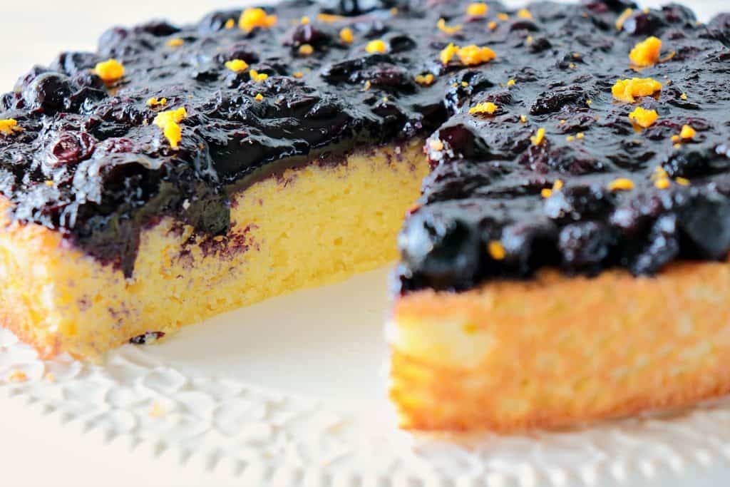 Golden Almond Cake with Fresh Blueberry Orange Compote is keto friendly, gluten-free and low carb. It's simply delicious! - kudoskitchenbyrenee.com