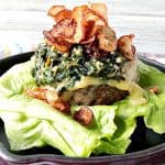 Ground Beef Burger with Creamy Lemon Spinach and Fried Radish Chips kudoskitchenbyrenee.com