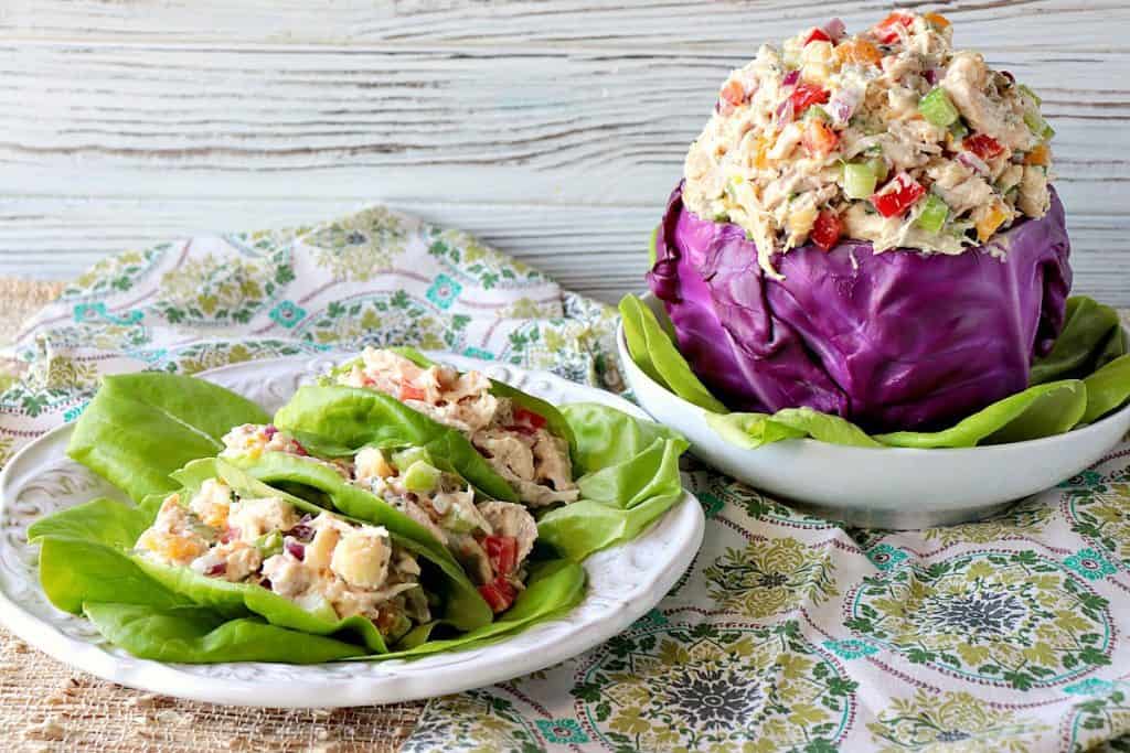Sweet & Savory Creamy Chicken Salad Recipe with Dried Apricots & Macadamia Nuts makes a delicious summer meal when served in lettuce cups for a low-carb meal option, or between your favorite bread slices as a sandwich filling. Whichever way you choose to serve (and eat it), you're going to love this tasty combination of flavors and textures. - kudoskitchenbyrenee.com Creamy Chicken Salad Recipe with Dried Apricots & Macadamia Nuts Recipe - kudoskitchenbyrenee.com