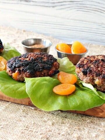 Savory Pork Burgers with Dried Apricots & Grainy Mustard - kudoskitchenbyrenee.com
