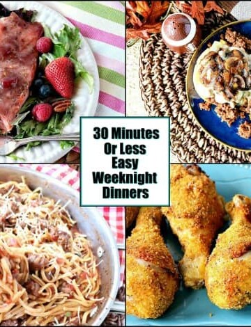 Photo collage of easy weeknight dinner recipes.