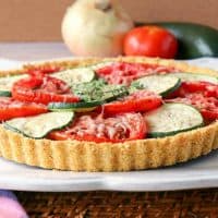 Fresh Tomato Tart with Zucchini & Thyme Infused Caramelized Onions