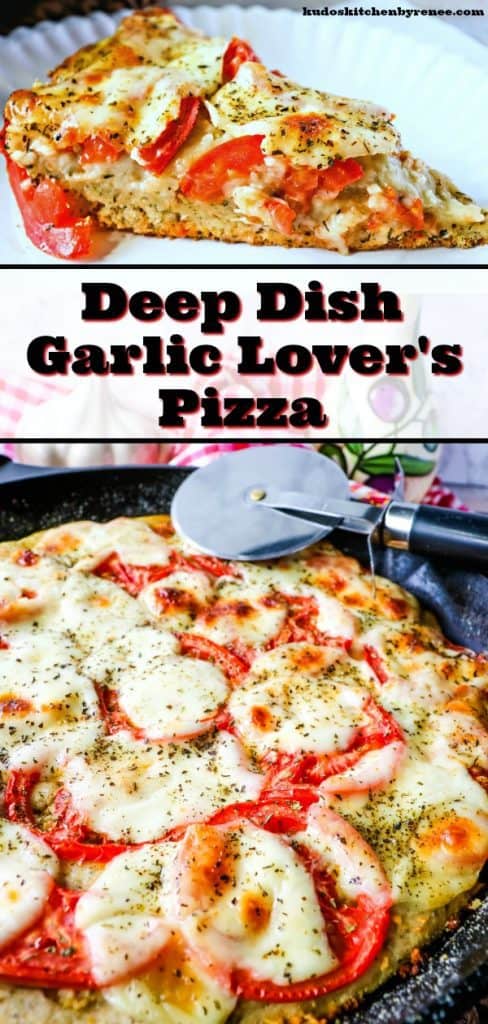 If you're a huge garlic lover (like we are), then you simply MUST try this Garlic Lovers Pizza! The crust is super simple to make and is the perfect thickness to hold at the garlicy, cheesy goodness this pizza posses! - kudoskitchenbyrenee.com
