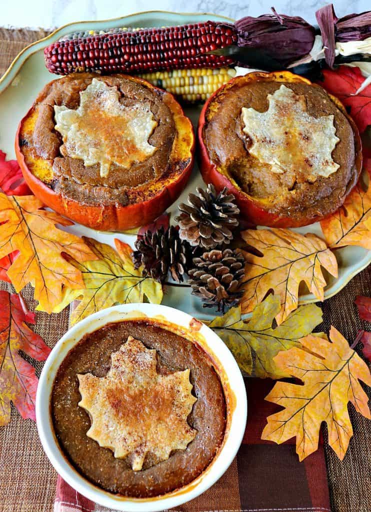 Rustic Pilgrim Pumpkin Pie Baked in a Pumpkin - kudoskitchenbyrenee.com