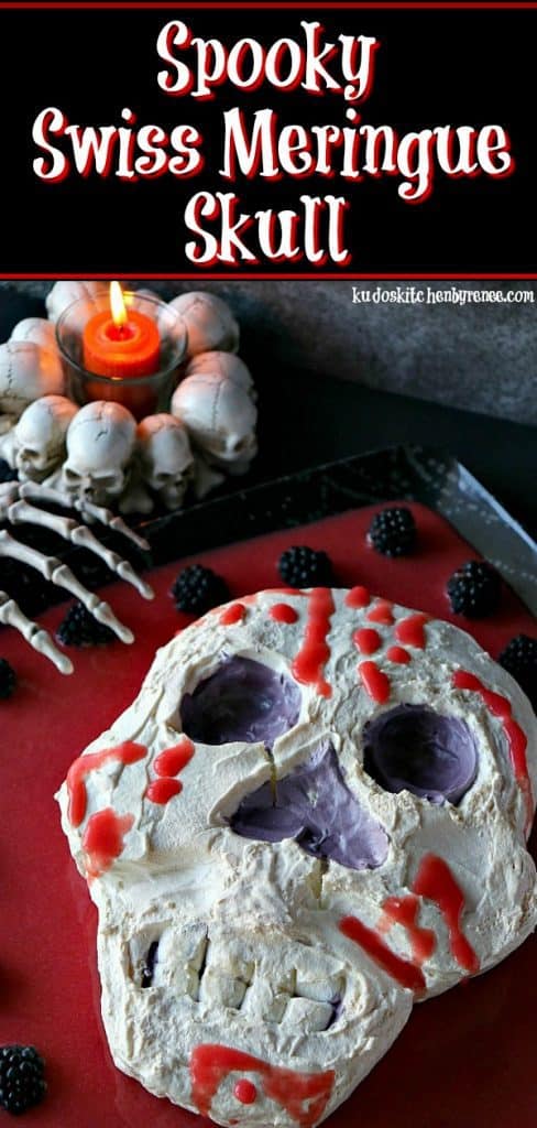 The impact this Spooky Swiss Meringue Skull will have when you set him out on the table will be one of freight, and delight. - kudoskitchenbyrenee.com