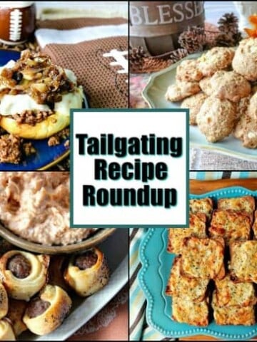 Title text collage image of tailgating recipe roundup