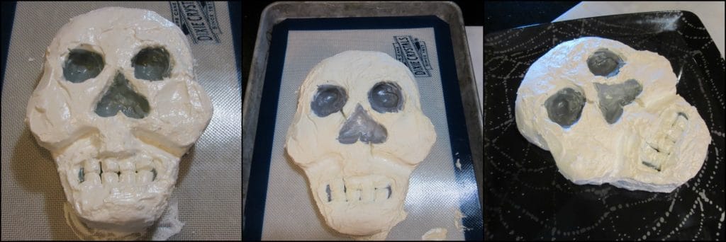 Photo tutorial for how to make a Swiss Meringue Skull.