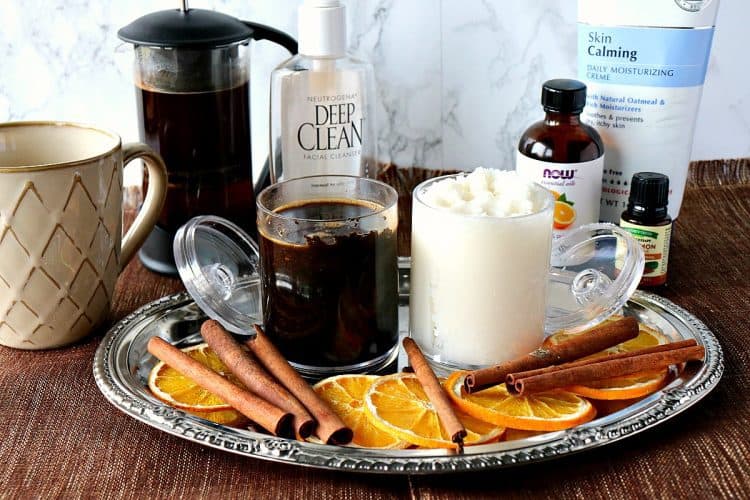homemade coffee exfoliant & coconut oil moisturizer beauty products