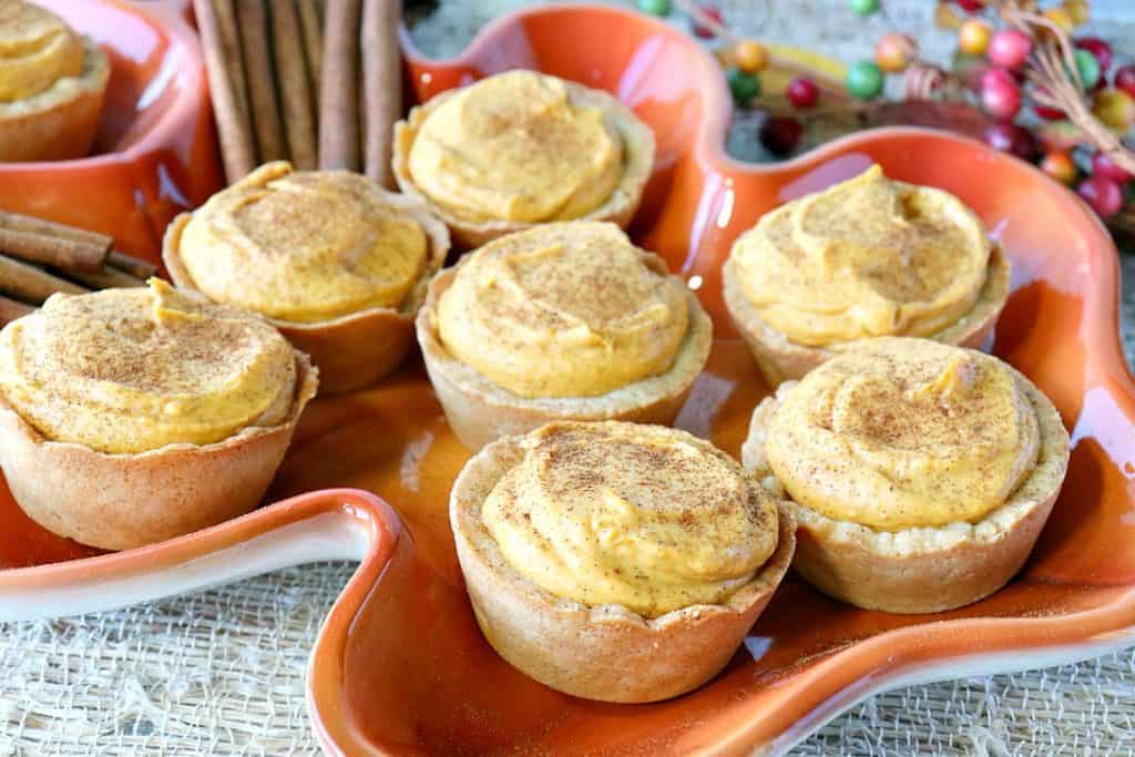 Pumpkin Cheesecake Tartlets with Cookie Crust - kudoskitchenbyrenee.com