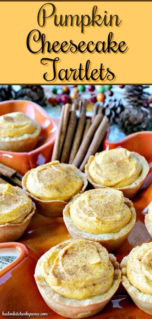 Looking for something a little out of the ordinary for a Thanksgiving dessert? These delicious Pumpkin Cheesecake Tartlets have your back! - kudoskitchenbyrenee.com