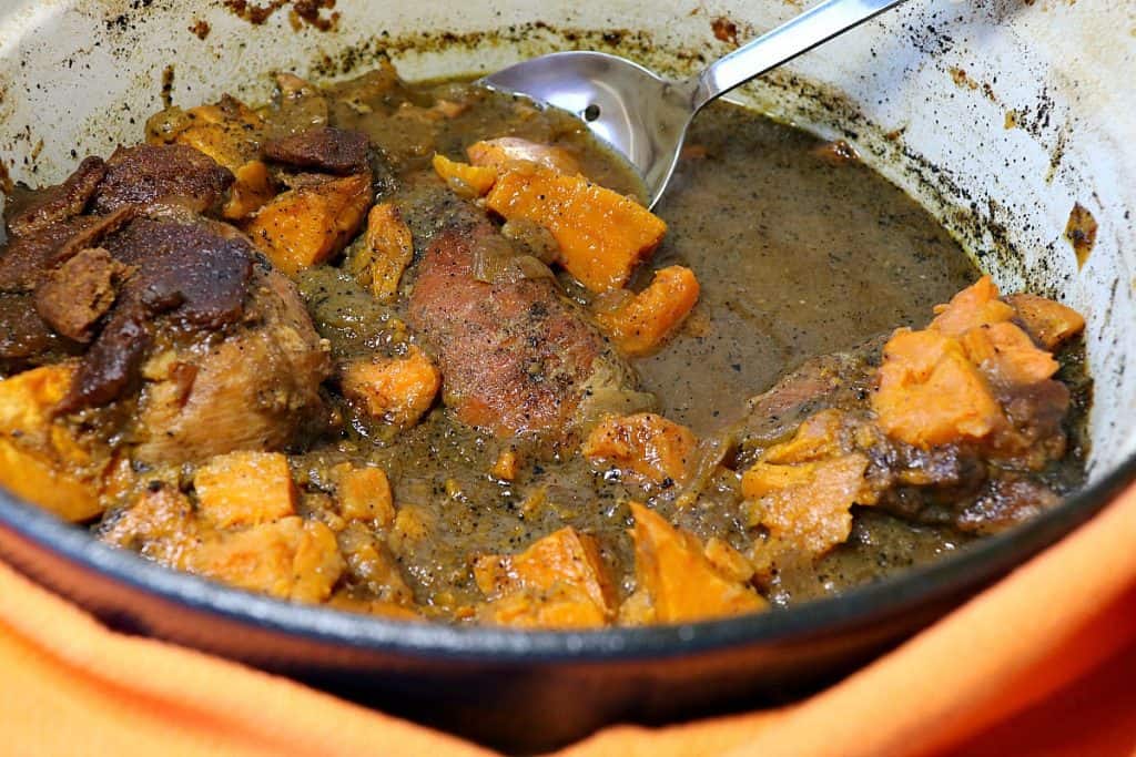 Apple Cider Braised Chicken Breasts with Sweet Potatoes & Gingersnaps - kudoskitchenbyrenee.com