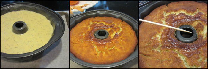 How to make and orange bundt cake with banana and poppy seeds.