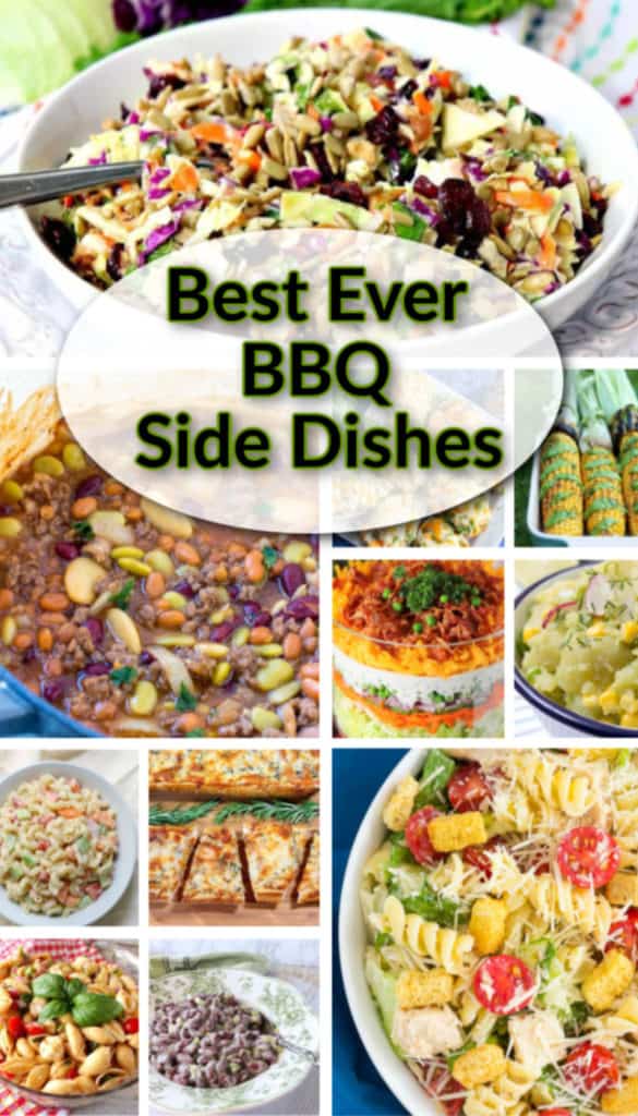 BBQ side dish recipes roundup photo collage with title text overlay